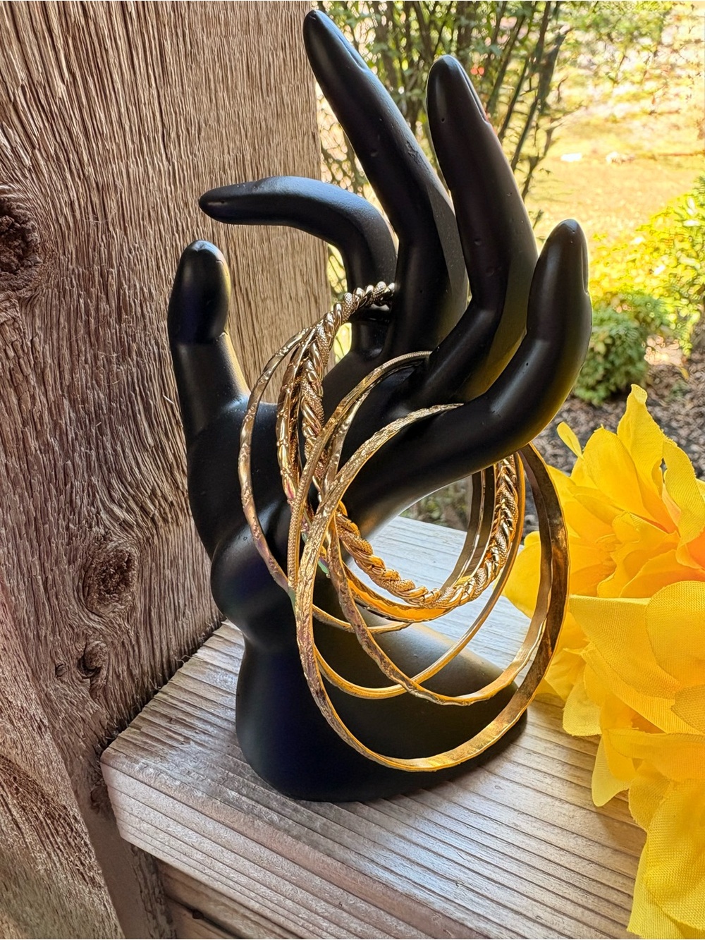 Vintage Six Gold-Tone Metals Bangle Bracelets Different Designs/Etchings